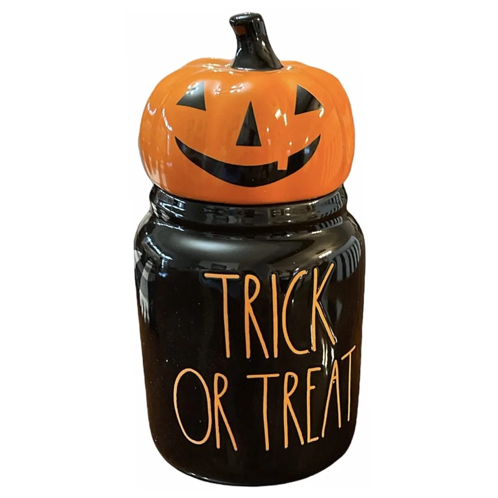 Rae Dunn Halloween Pumpkin Trick or Treat Jar
